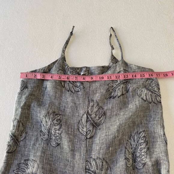 Corey Lynn Calter Jumpsuit Small • Gray Botanical Leaf Print • Wide Leg Linen Bl - Picture 5 of 10